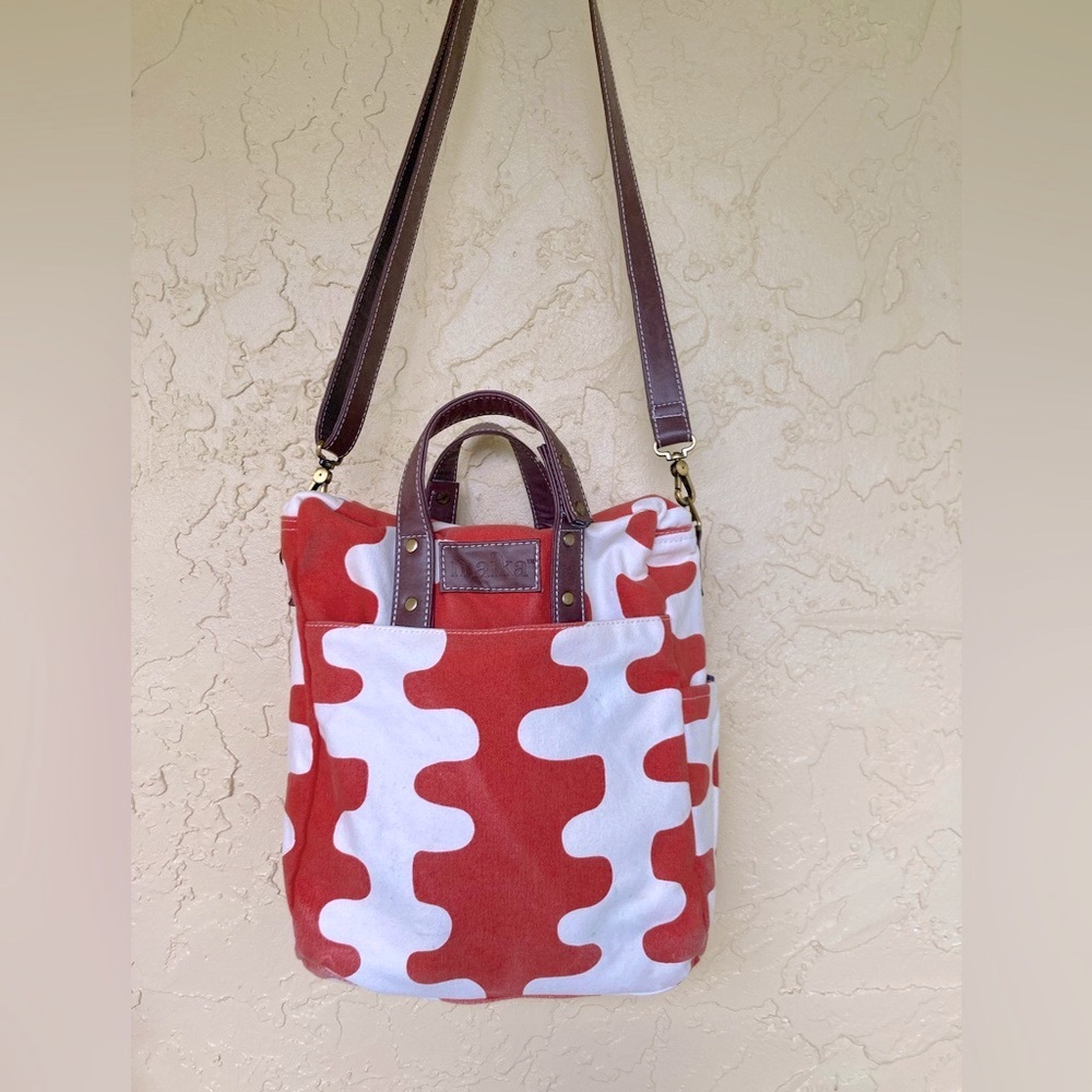 Maika Red and White Tote Bag